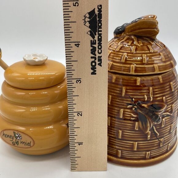 Lot of 2 Honey Pots Ceramic Vintage - Picture 8 of 8